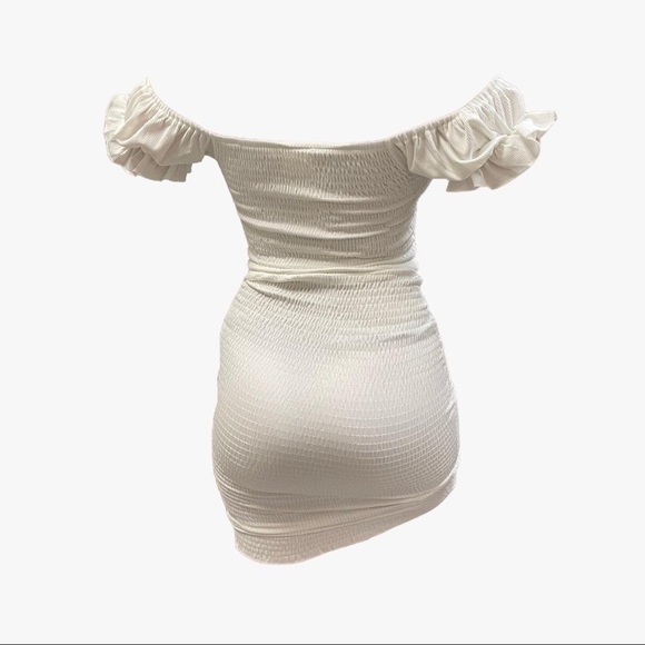 (NWT) Smocked Ruched Dress (Midi or Mini) - White - Picture 3 of 5